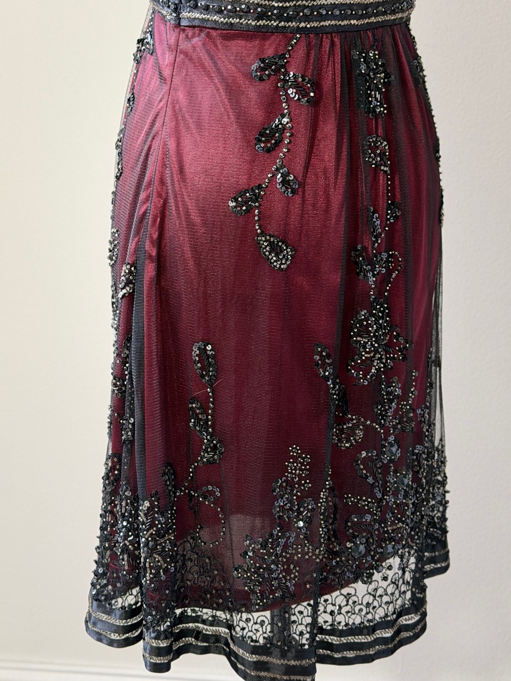 Vintage Sue Wong Embellished Burgundy Beaded Evening Dress - Picture 9 of 14